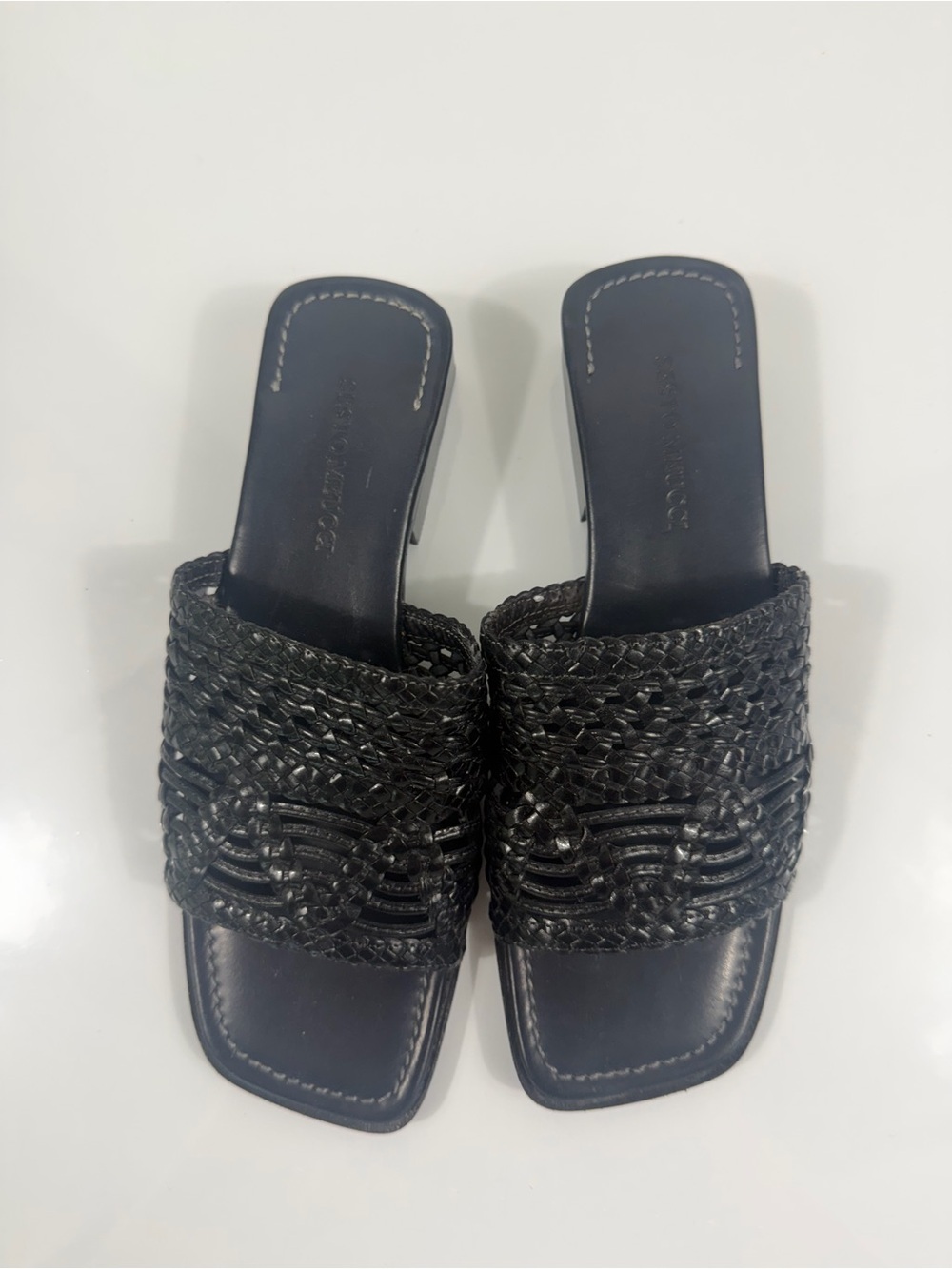 Sesto Meucci Myrtis Black Woven Leather Slide Sandals Made in Italy Women’s 6M